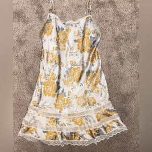 Free People Floral Mini Dress in Yellow and Blue